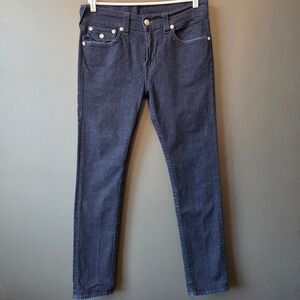 True Religion Rocco Relaxed Skinny Dark Wash Mens Jeans Size 33 (35/36) Edgy EUC